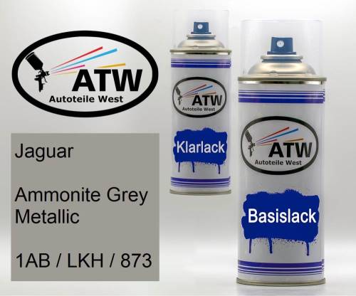 Jaguar, Ammonite Grey Metallic, 1AB / LKH / 873: 400ml Sprühdose + 400ml Klarlack - Set, von ATW Autoteile West.